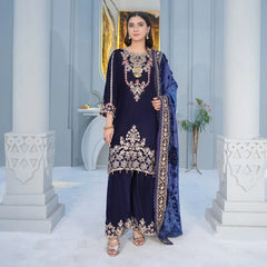 Women’s Velvet 3-Piece Suit | Handmade Embroidery | Coordinated Shawl | Premium Micro Fabric