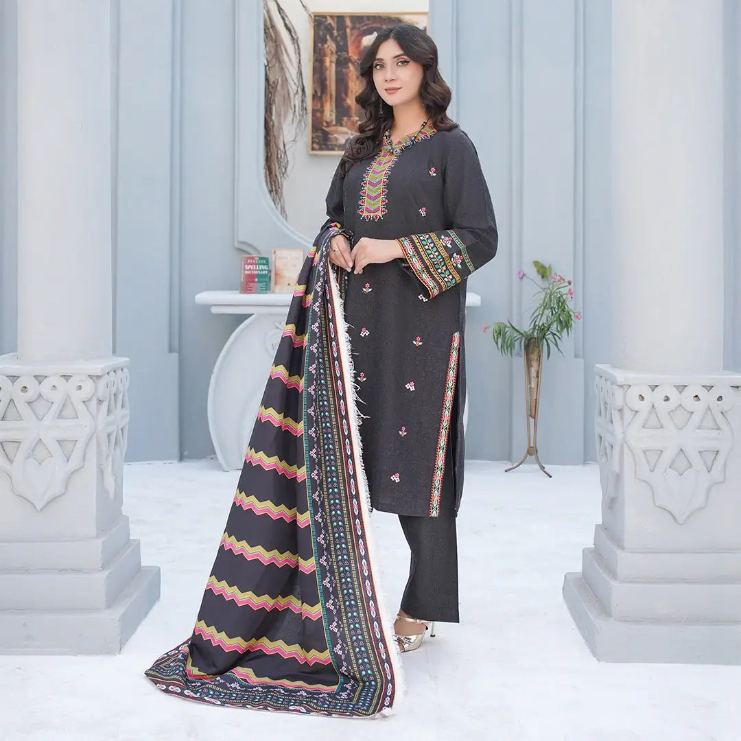 Premium Wool Suit – Printed Dupatta
