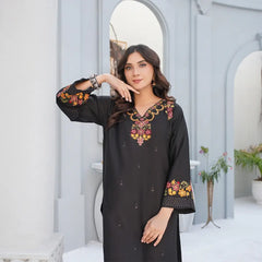 Wool 3-piece Embroidered Gala Handmade with Printed Dupatta