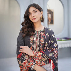 Wool 3-piece Embroidered Gala Handmade with Printed Dupatta