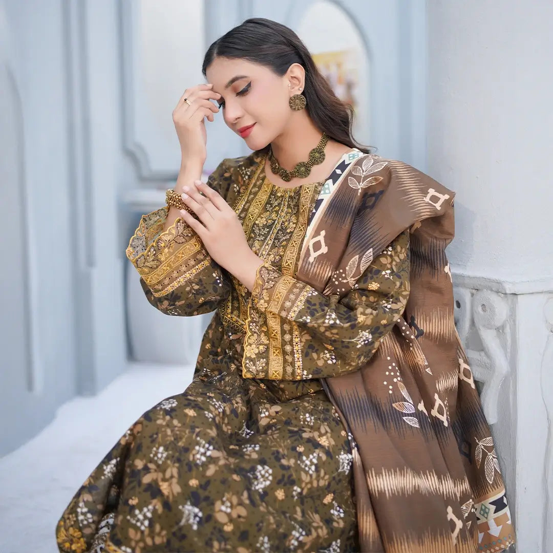 Stylish Printed Khadar 3-Piece