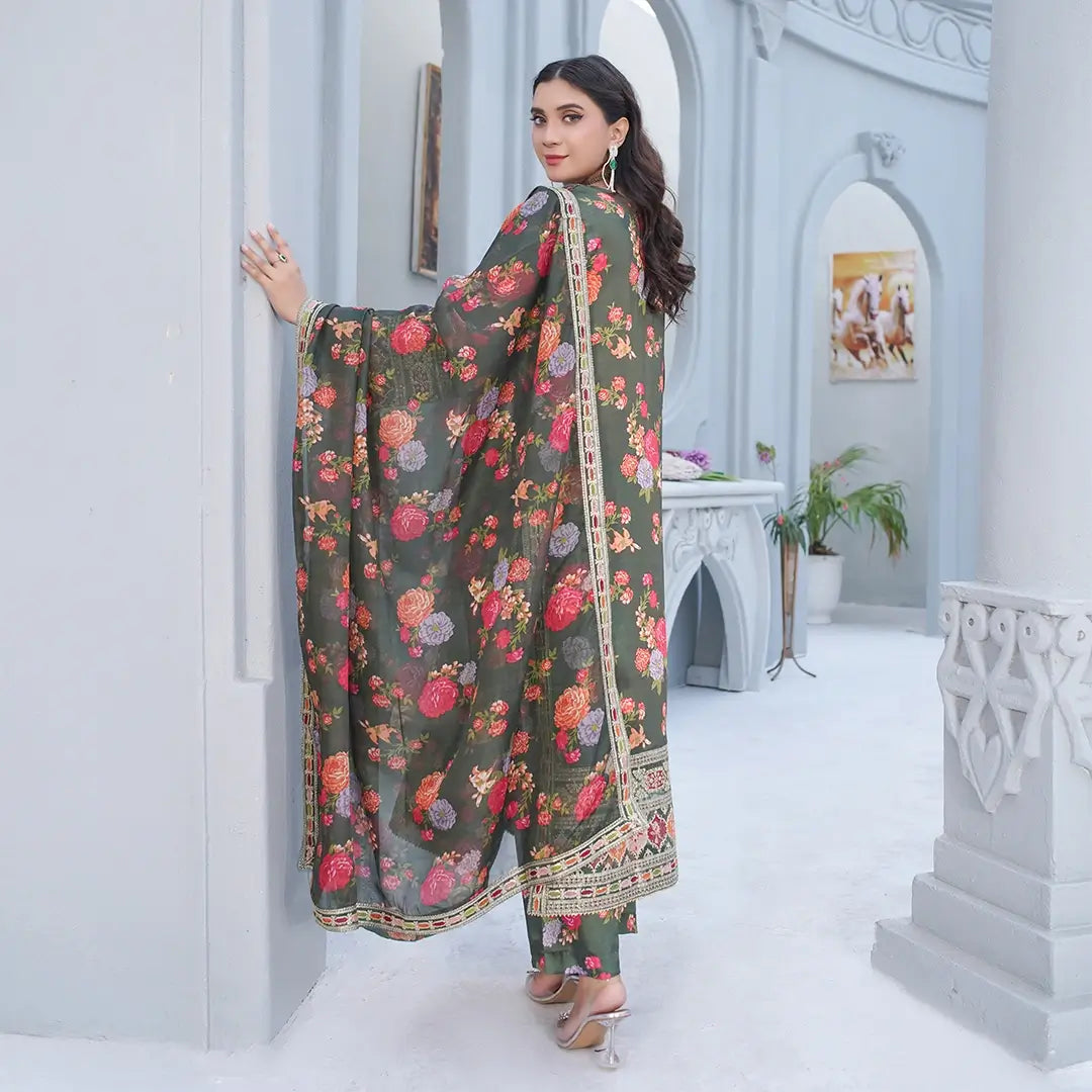 Luxury Silk Suit with Tissue Dupatta