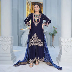 Women’s Velvet 3-Piece Suit | Handmade Embroidery | Coordinated Shawl | Premium Micro Fabric